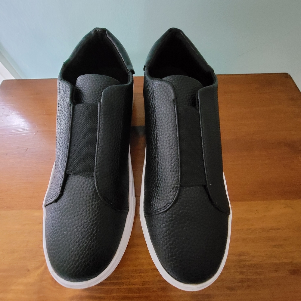 n By Nicole Miller Women Black Leather‎ Low Top Sli - Picture 3 of 5